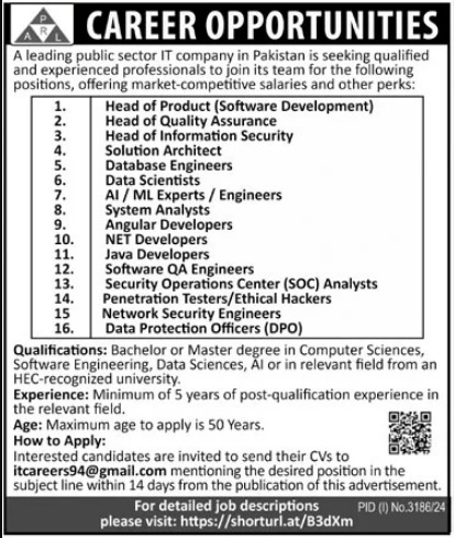 Pakistan Revenue Automation Limited PRAL Jobs 2024 – November 2024